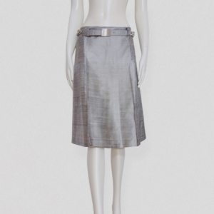 MARELLA vintage 00s Silver silk skirt with integrated belt