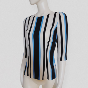 DOLCE & GABBANA vintage 90s White silk blouse with black and blue stripes