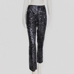 KRIZIA vintage 80s Metallic grey & black leopard silk and velvet pants